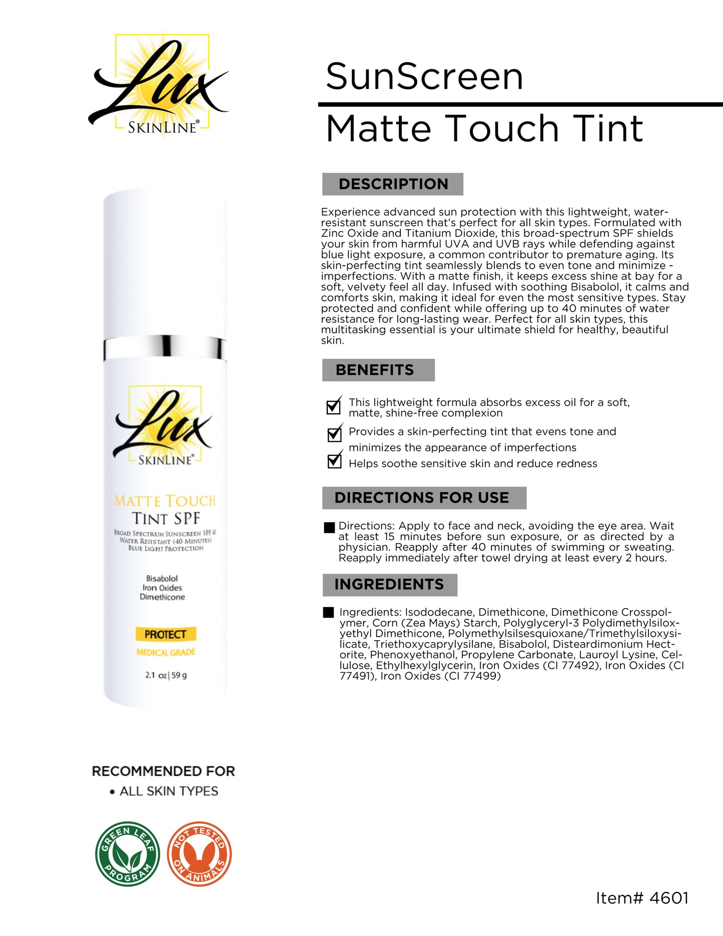 Matte Touch Tint SunScreen